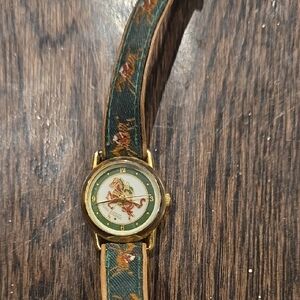 Floral Patterned Watch with Gold Accents